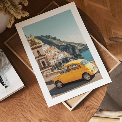 Amalfi Coast Car Poster