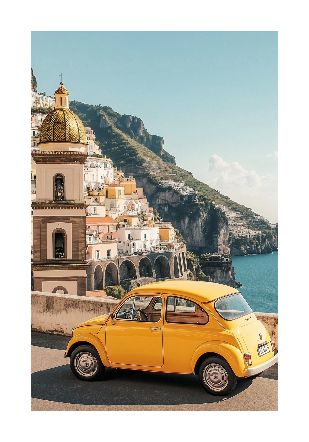 Amalfi Coast Car Poster
