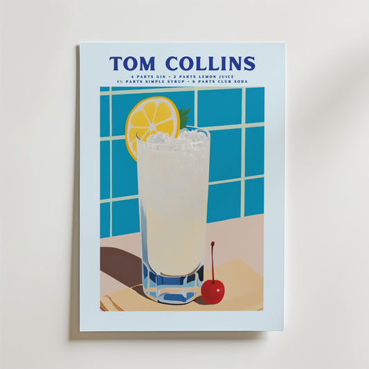 Tom Collins Cocktail Poster