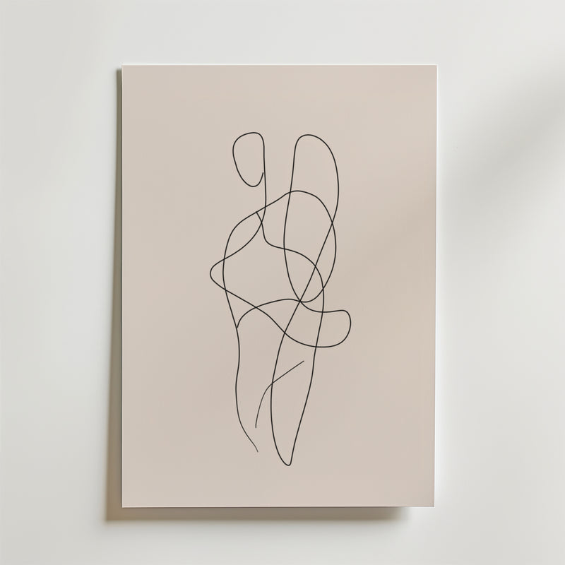 Entwined Bodies Line Art Poster
