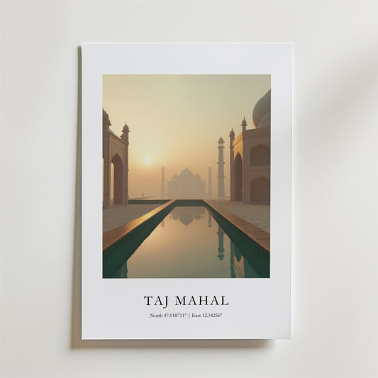 Taj Mahal Coordinates Poster