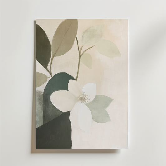Green And Beige Flowers Poster