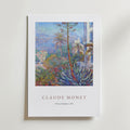 Bozetto Claude Monet Villas At Bordighera Poster föreställer Monets målning från 1884 av en livfull trädgård med palmer, frodiga växter, avlägsna kullar och medelhavsarkitektur.
