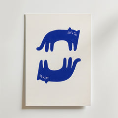Blue Balance Cat Poster