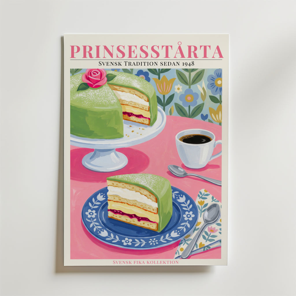 Prinsesstårta Poster – En färgstark och nostalgisk poster som hyllar en av Sveriges mest klassiska bakelser –