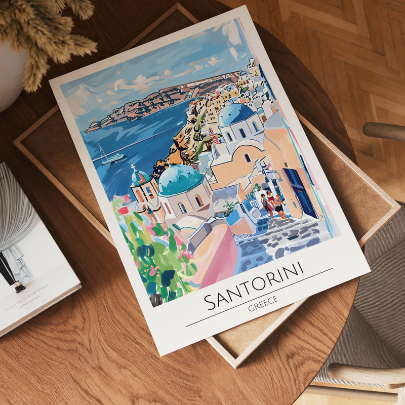 Santorini Cliffside Serenity Poster