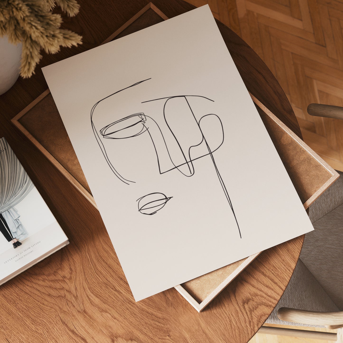 Abstract One Line Face Poster
