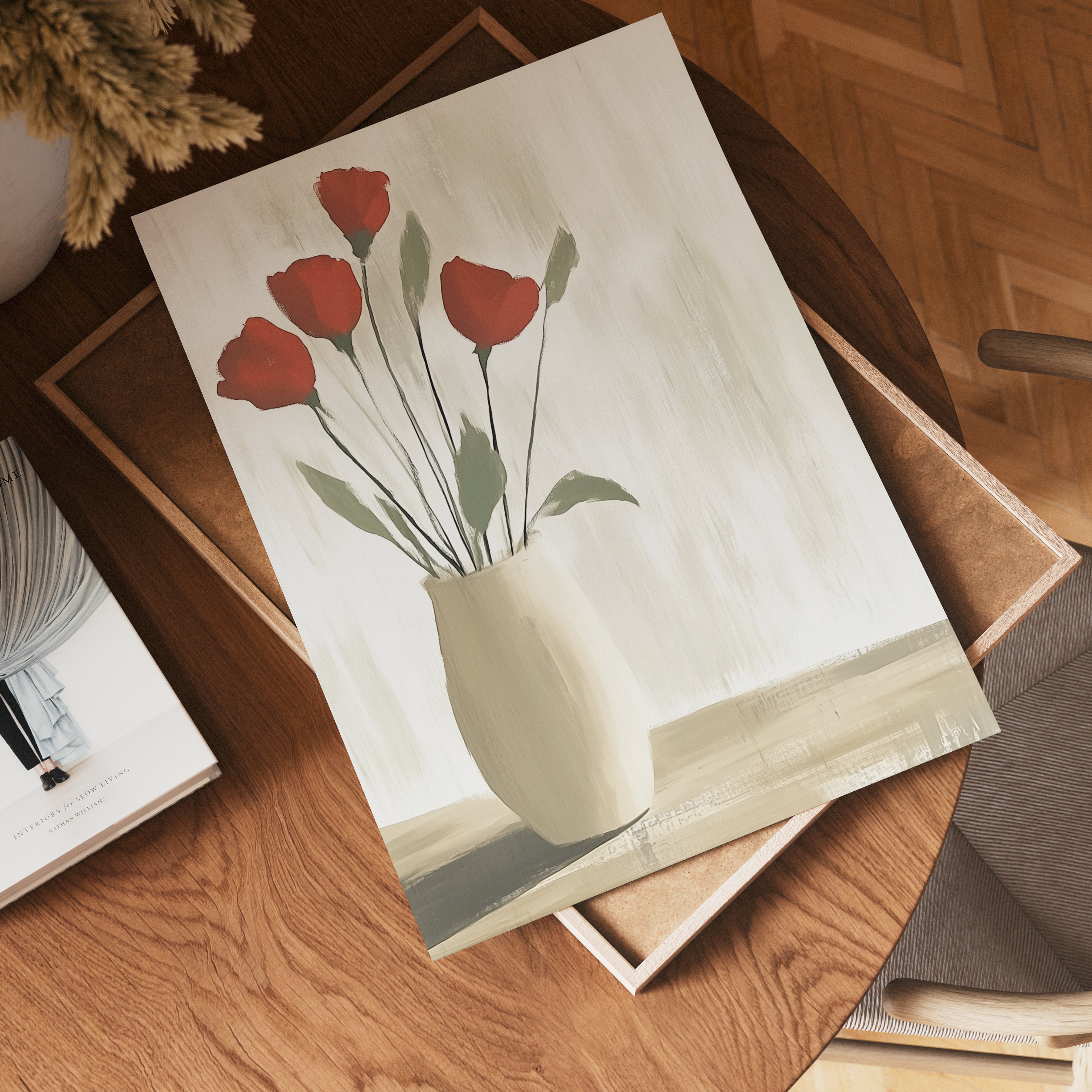 Red Roses In Vase Poster
