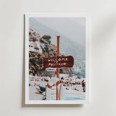 Positano Beach Sign Poster