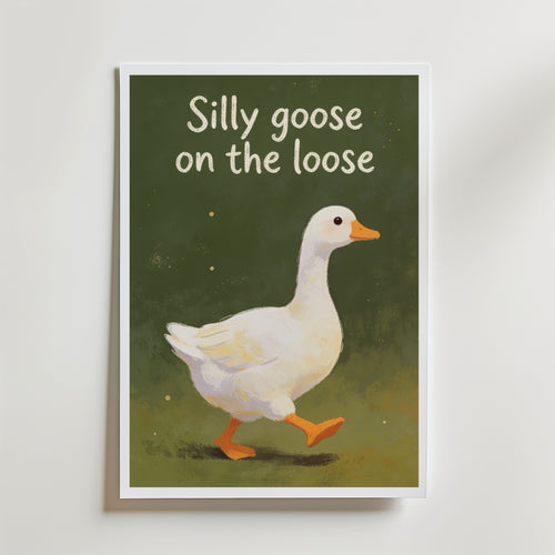 Silly Goose – stilfullt konsttryck från Bozetto, tryckt på matt finpapper i hög tryckkvalitet