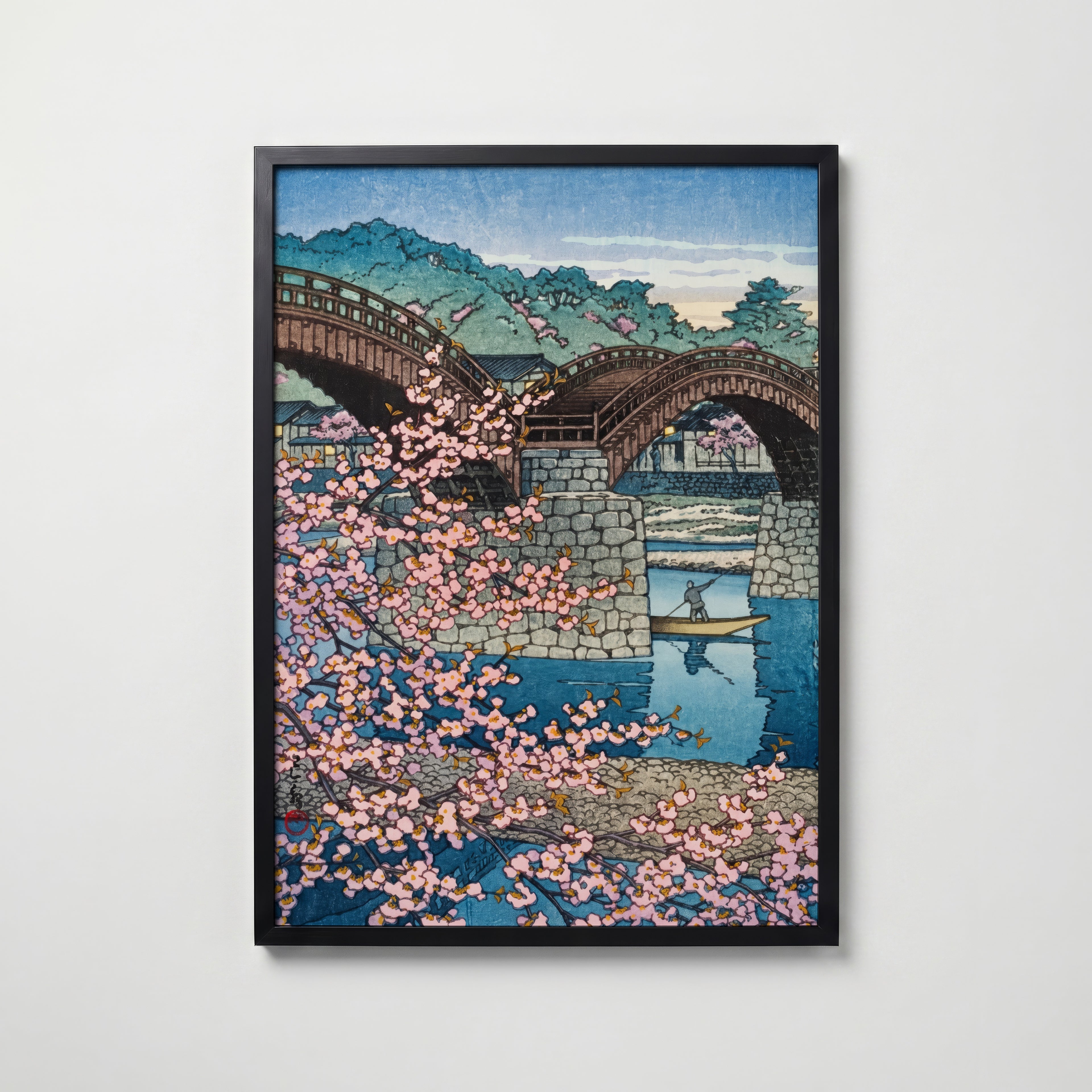 Spring Evening at Kintai Bridge Kawase Hasui Posteer – köp affisch till hemmet – Bozetto väggdekoration
