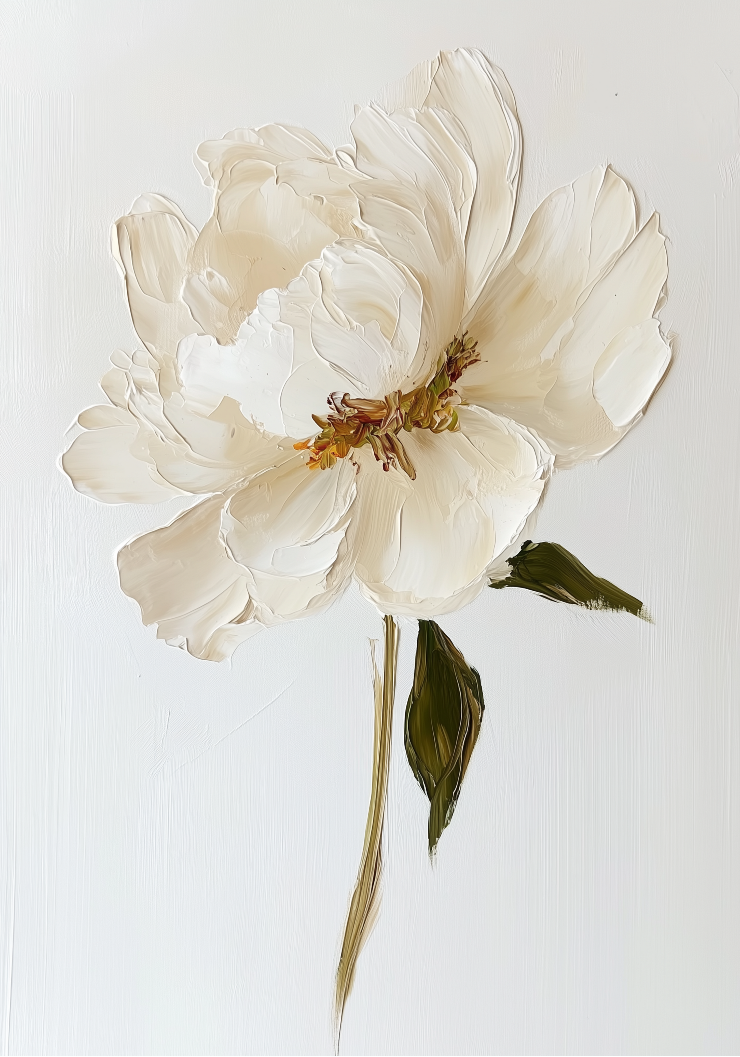 Elegant white floral oil painting Poster