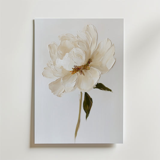 Elegant white floral oil painting Poster
