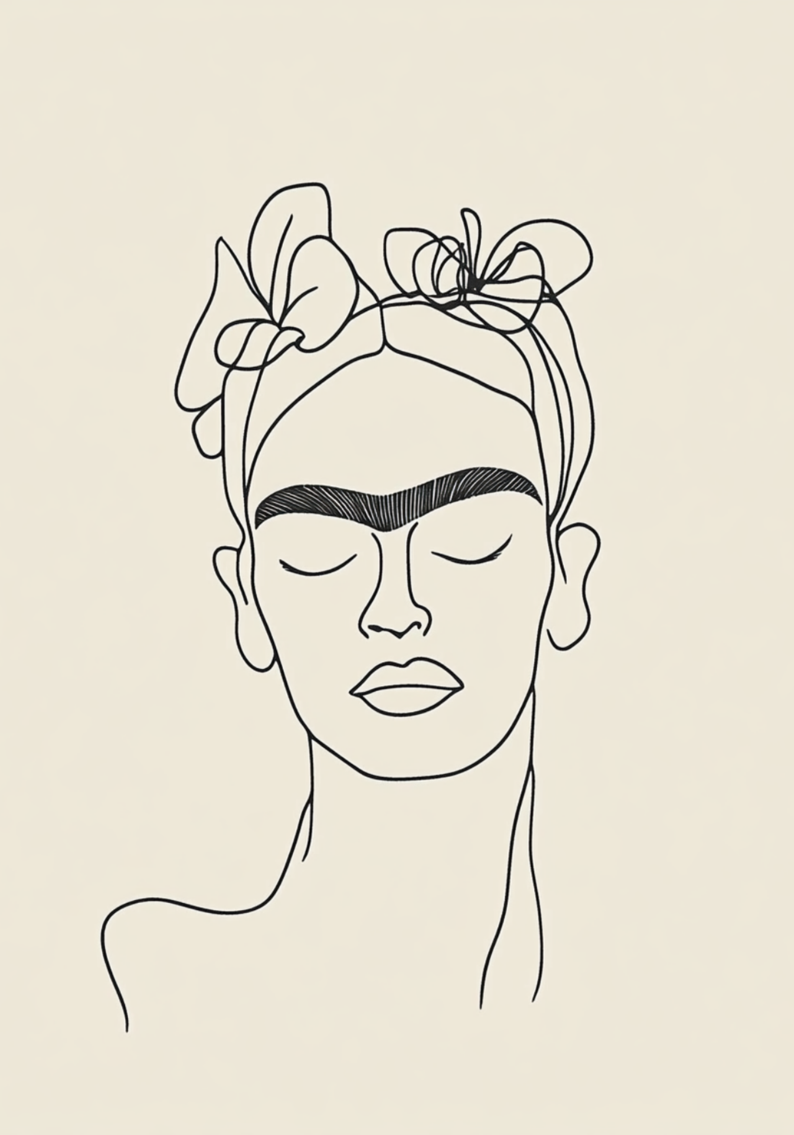 Frida Inspired Line Art No.2 Poster
