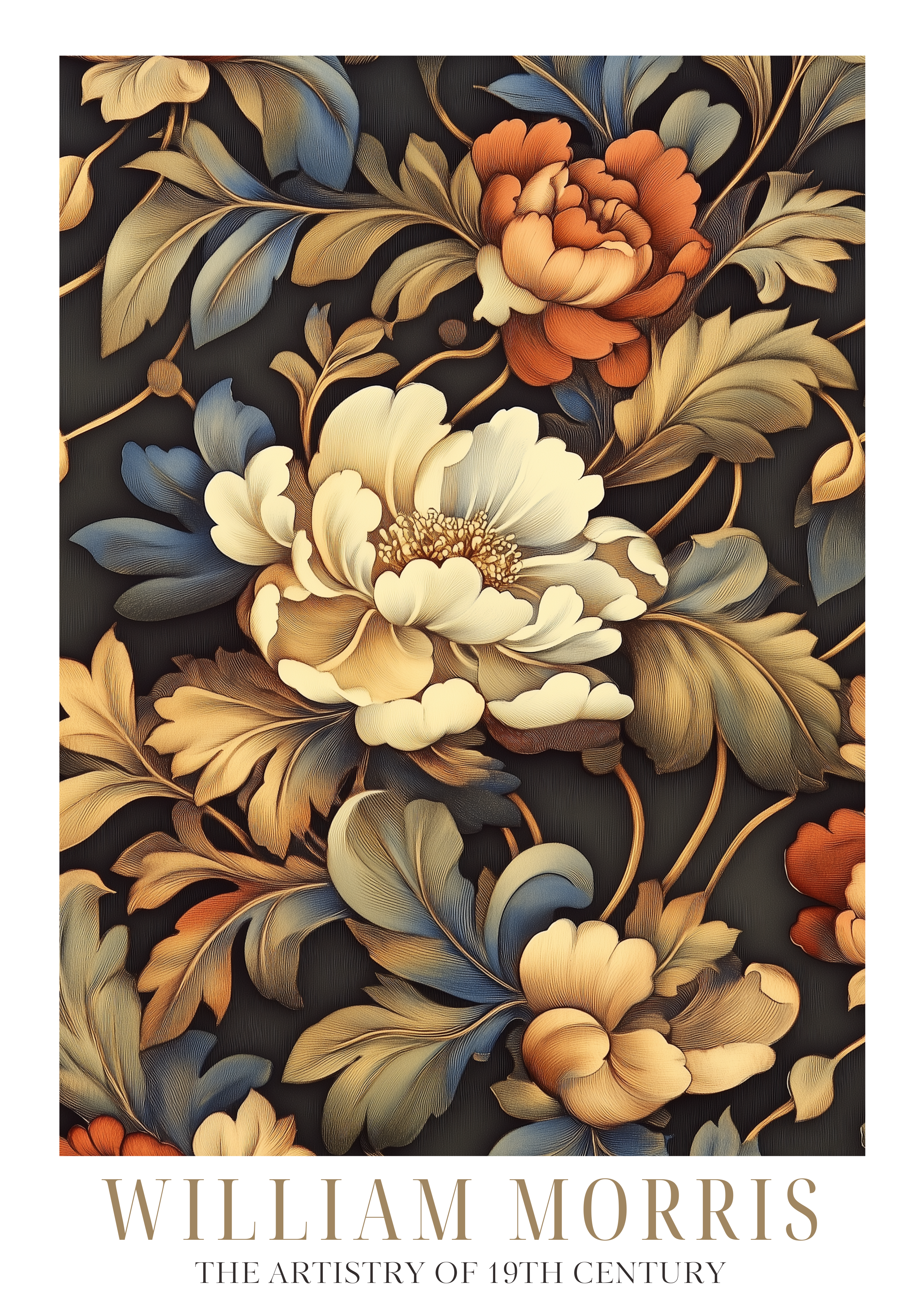 Golden Flowers Pattern William Morris Poster