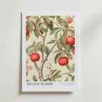 William Morris Crimson Orchard Apple Poster – En klassisk botanisk poster med röda äpplen som hänger bland mjukt målade blad 