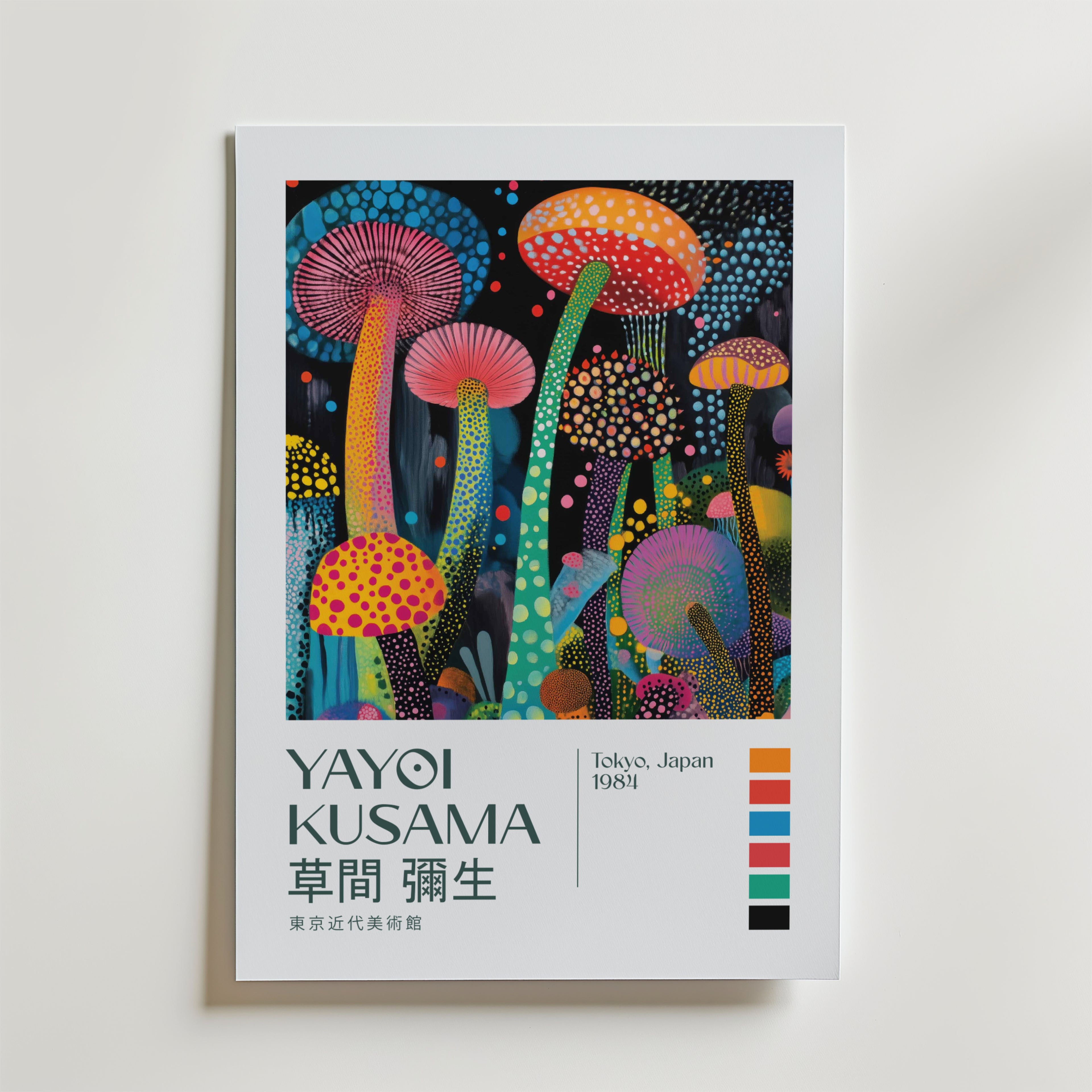 Yayoi Kusama Psychedelic Mushroom Garden Poster