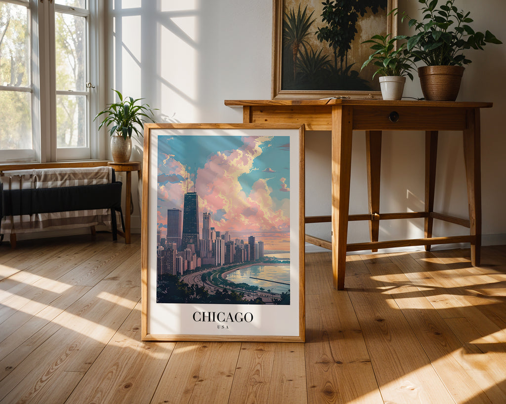 Chicago Skyline Reflections Poster
