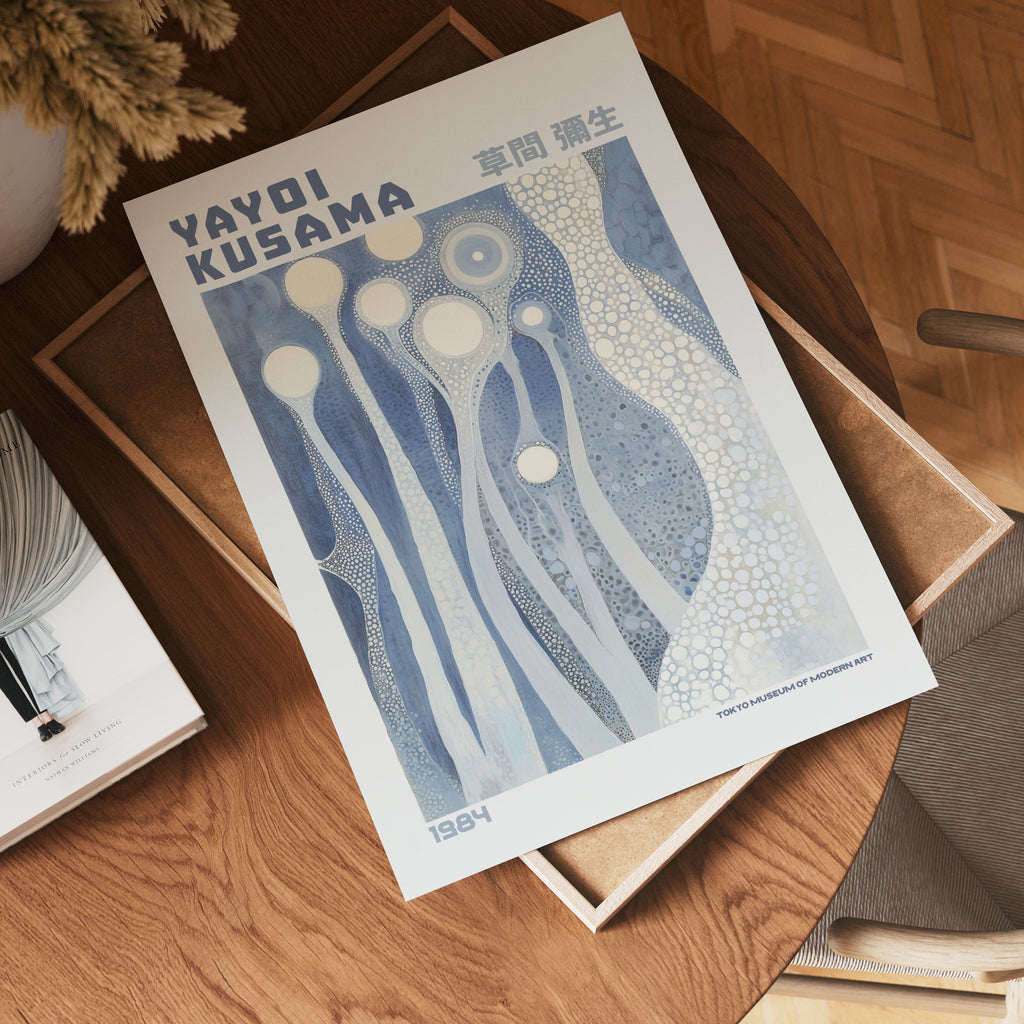 Yayoi Kusama Silent Blue Orbs Poster – poster väggdekoration