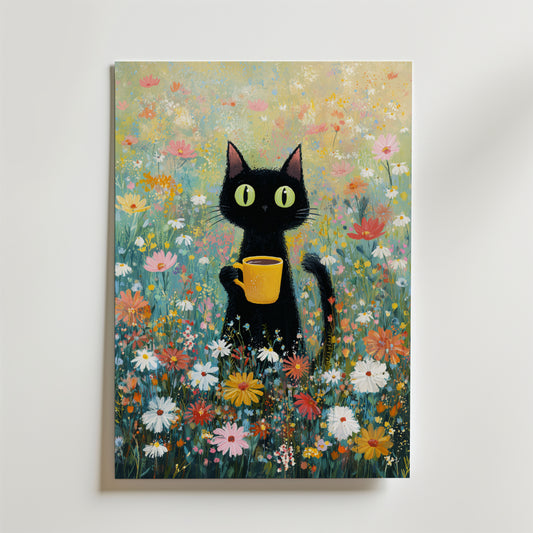 Morning Coffee Cat Poster