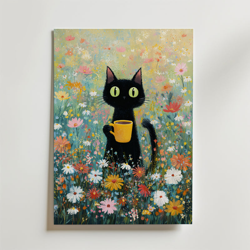 Morning Coffee Cat Poster