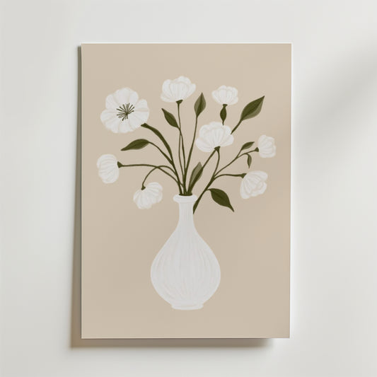 Minimalist Floral White Vase Poster