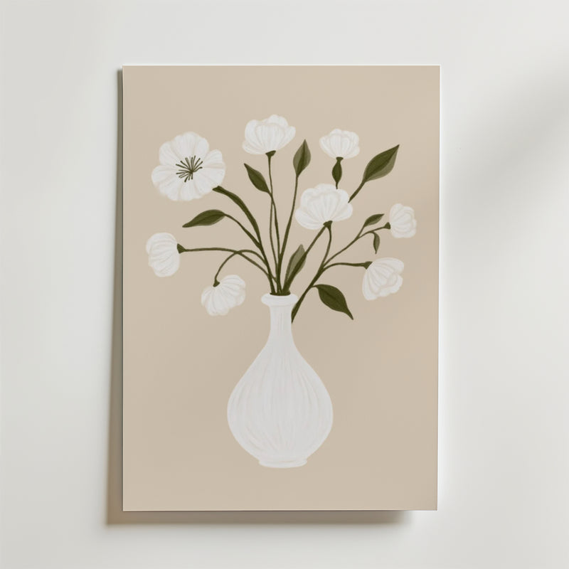 Minimalist Floral White Vase Poster
