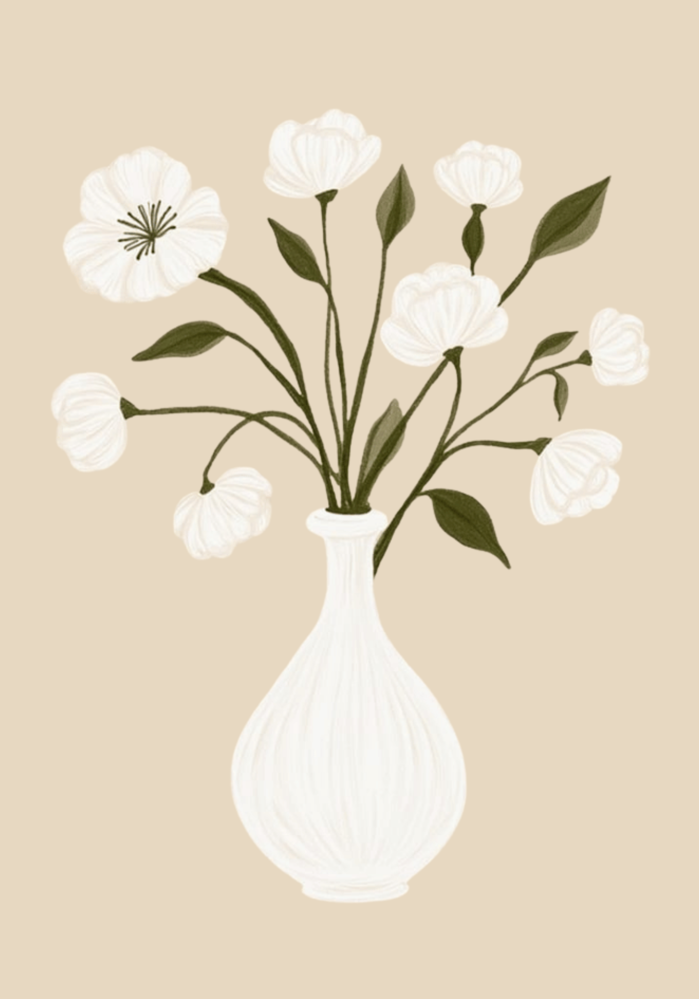Minimalist Floral White Vase Poster