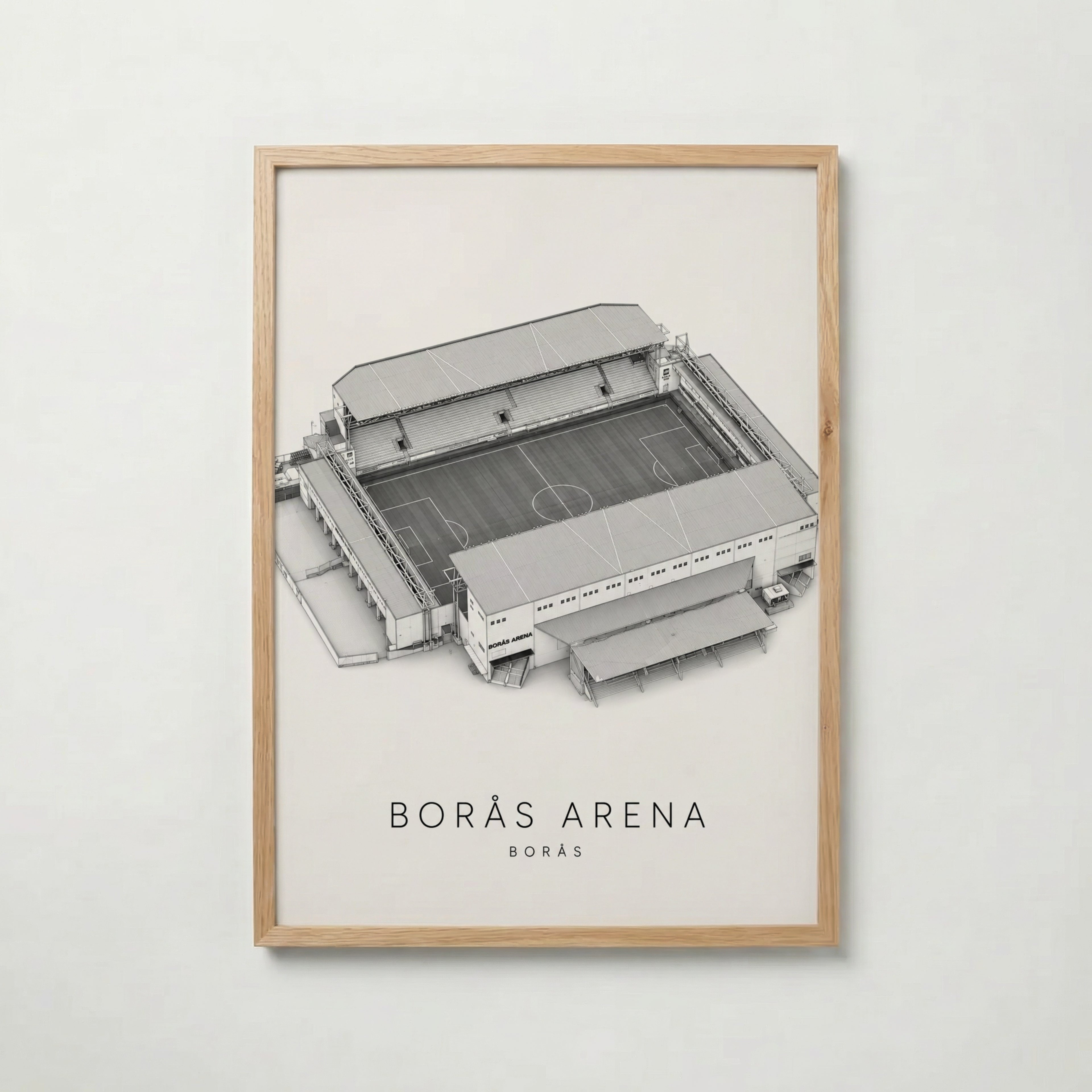Borås Arena i ekram med ljust trä – köp enkelt hos Bozetto affisch i hög kvalitet