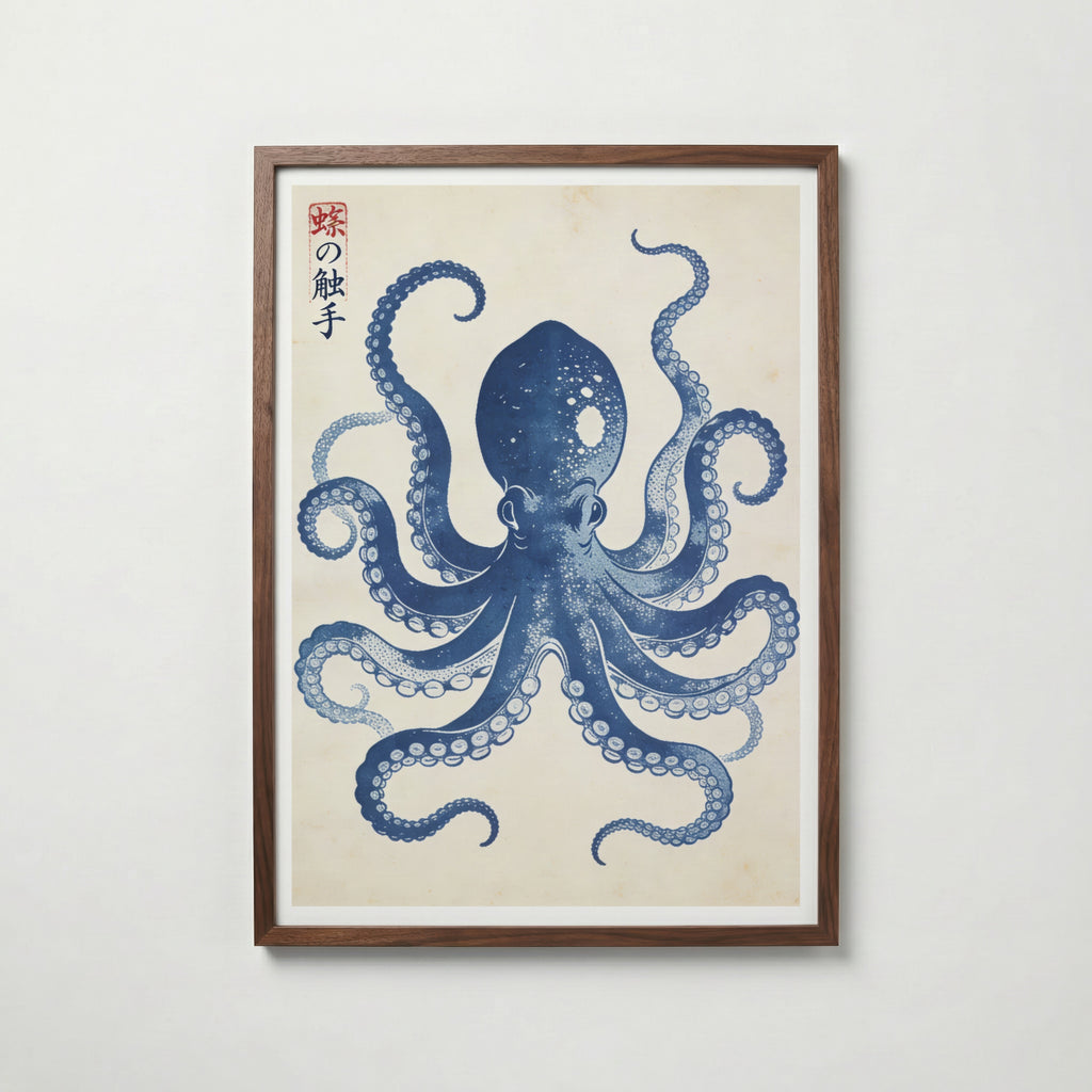 Indigo Octopus Poster affisch – stilren väggdekoration – Bozetto posters