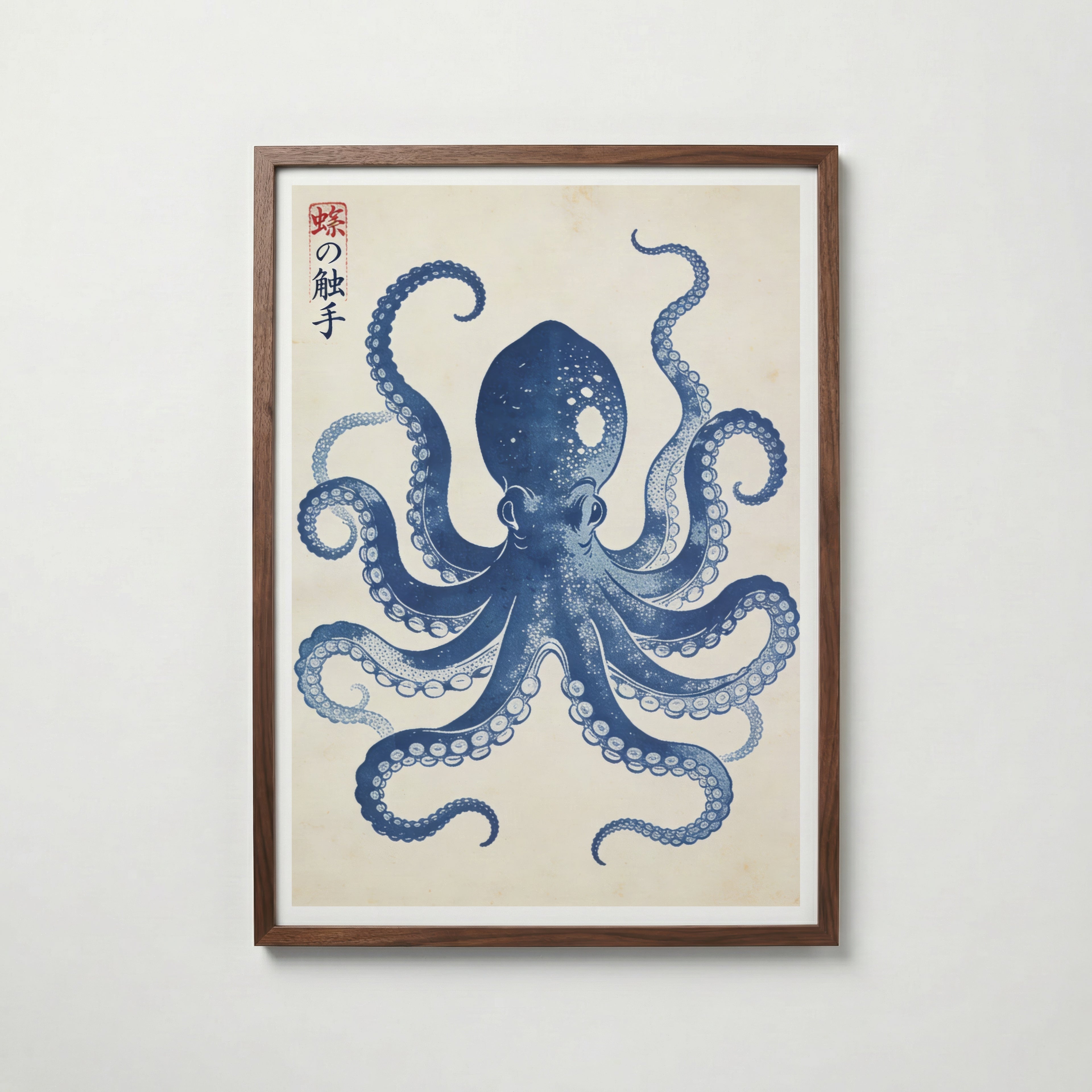 Indigo Octopus Poster affisch – stilren väggdekoration – Bozetto posters
