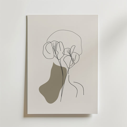 Floral Face Silhouette Poster