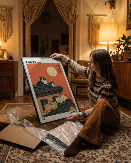 Tokyo Cat Roof Poster – poster på vägg inredning