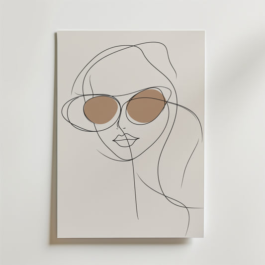 Stylish Sunglasses Line Woman Poster