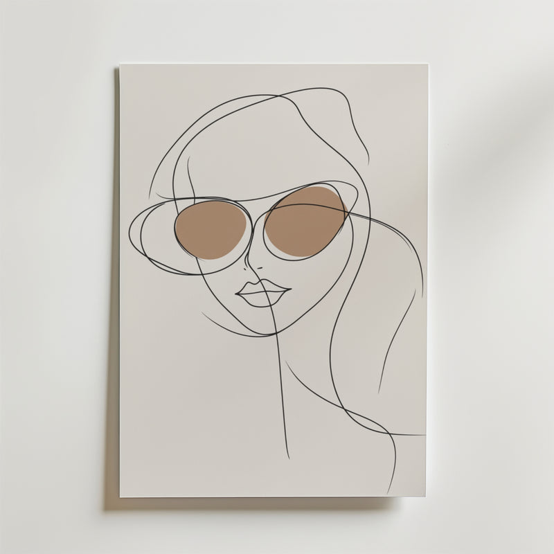 Stylish Sunglasses Line Woman Poster