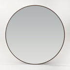 Bozetto Spegel Rund Valnöt Deluxe 80 cm, en stor rund väggspegel med en tunn ram i mörk valnöt, visas mot en vit bakgrund.