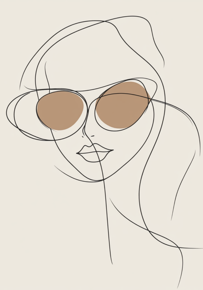 Stylish Sunglasses Line Woman Poster