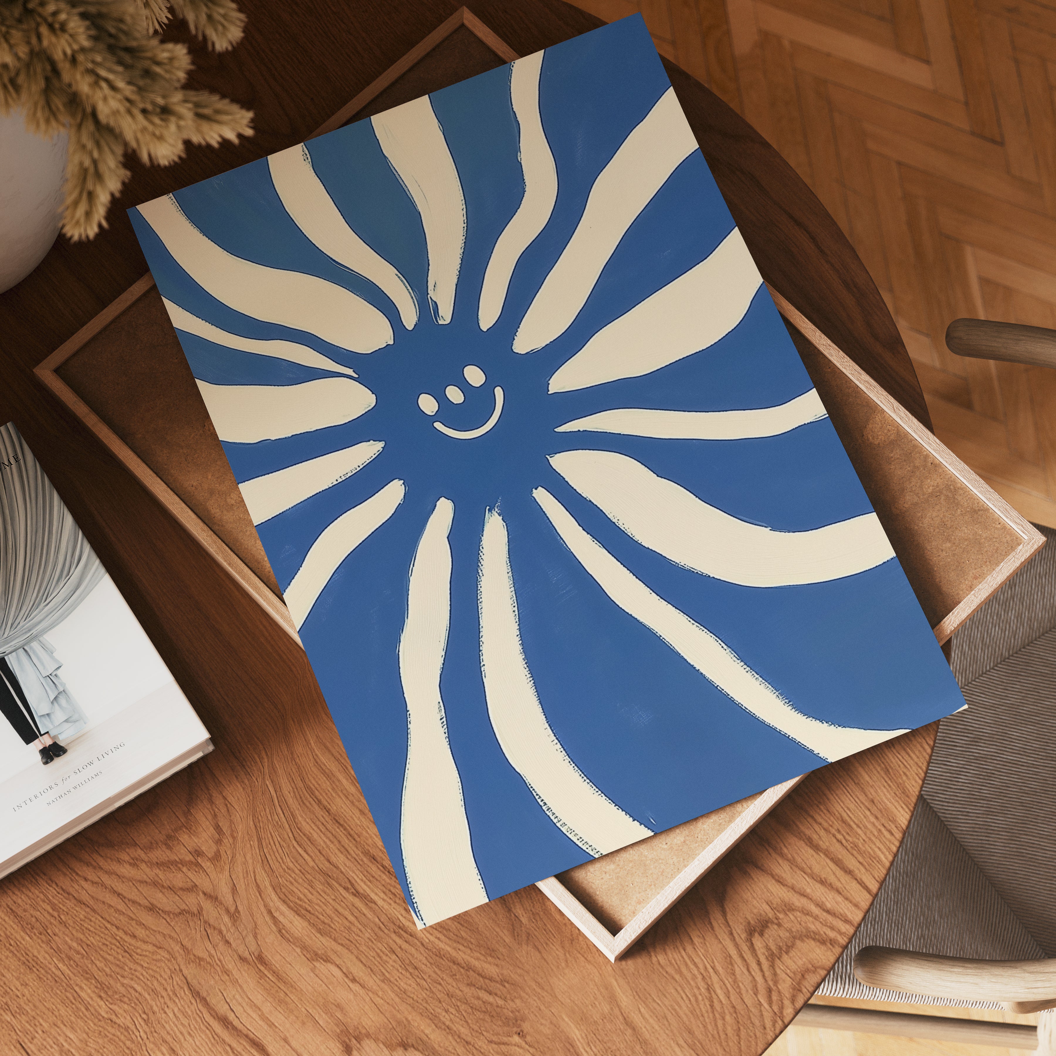 Abstract blue and white sun Poster