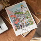 Genova Coastal Street Life Poster