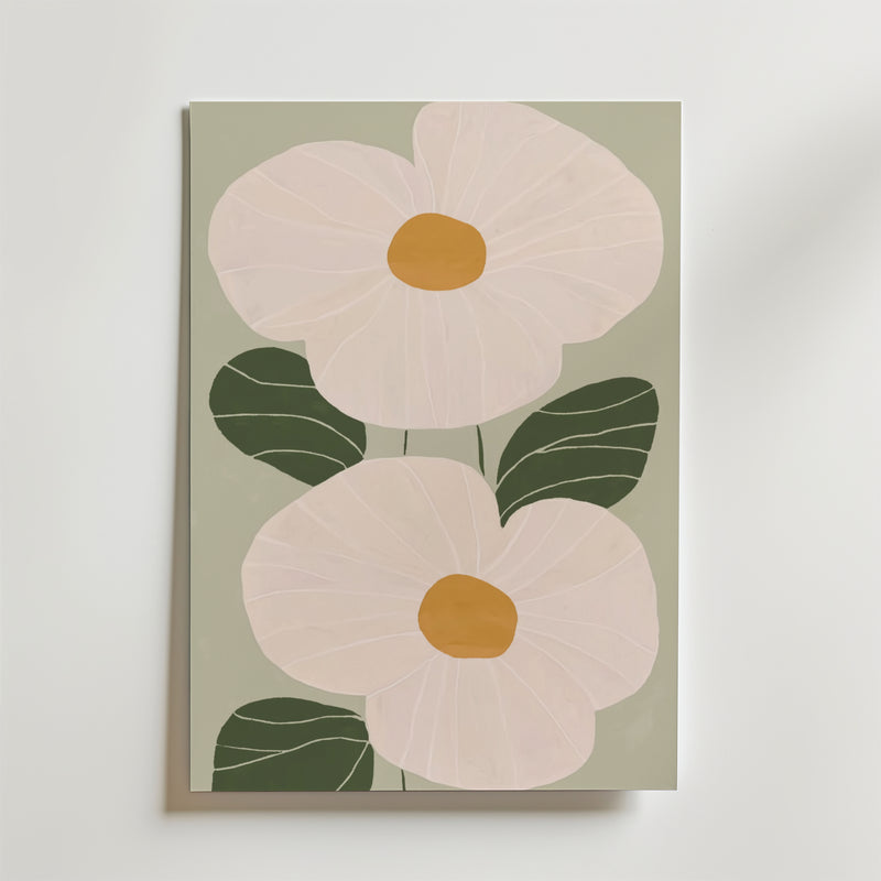 Minimalist green leaves Poster