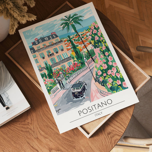 Positano Coastal Garden View Poster