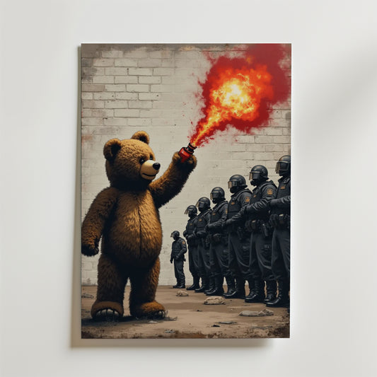 Teddy Bear Flamethrower Poster