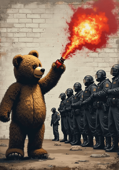Teddy Bear Flamethrower Poster