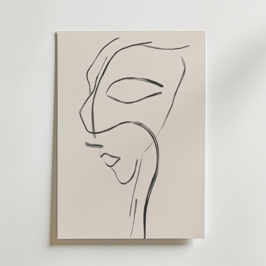 Elegant Line Art Face Poster
