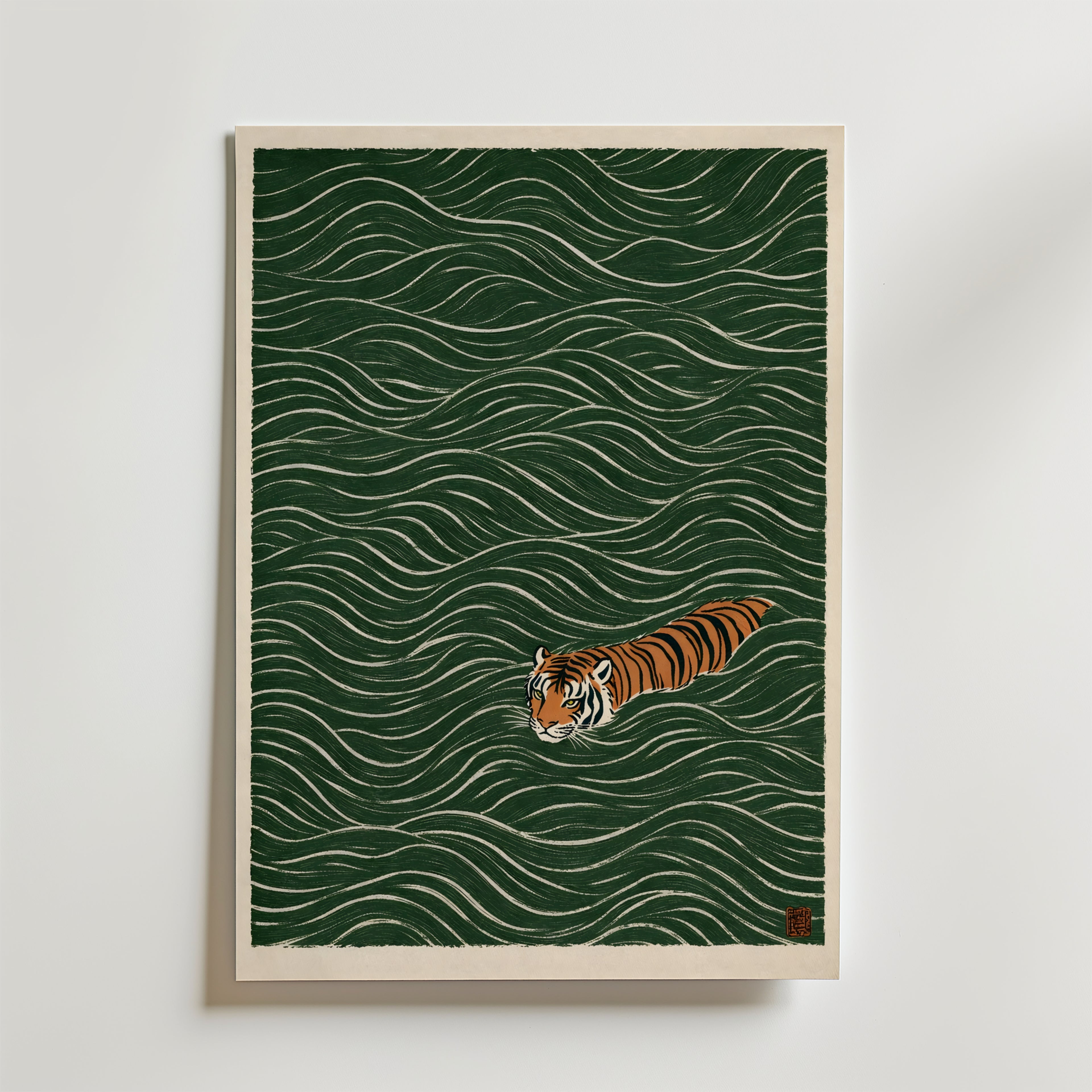 Swimming Tiger Poster
