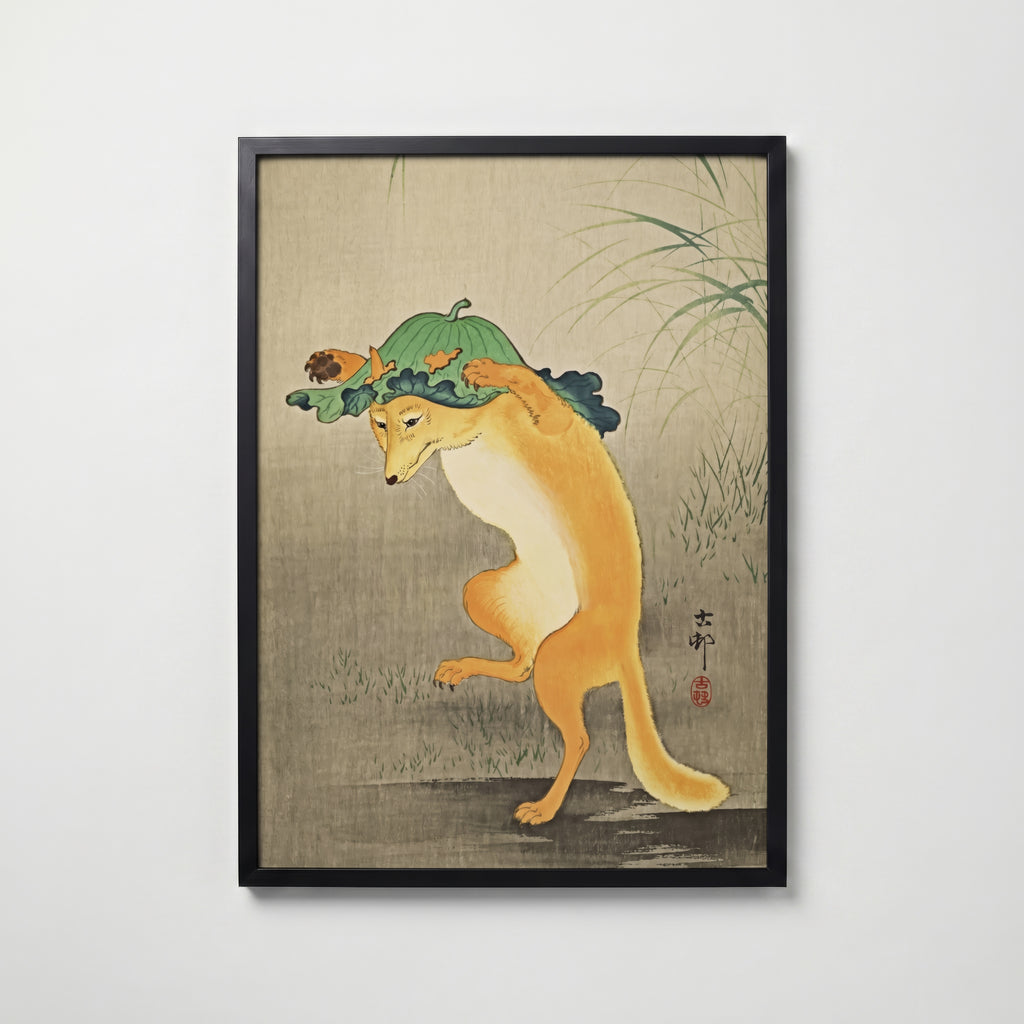 Dancing Fox Ohara Koson Poster – köp affisch till hemmet – Bozetto väggdekoration