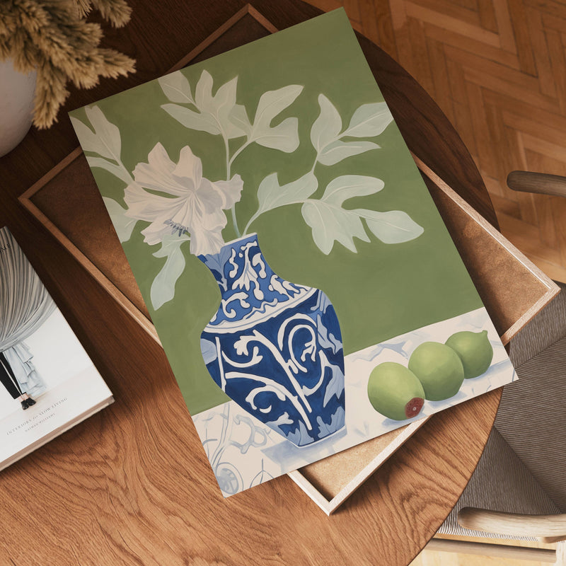 Blue Vase Still Life Poster