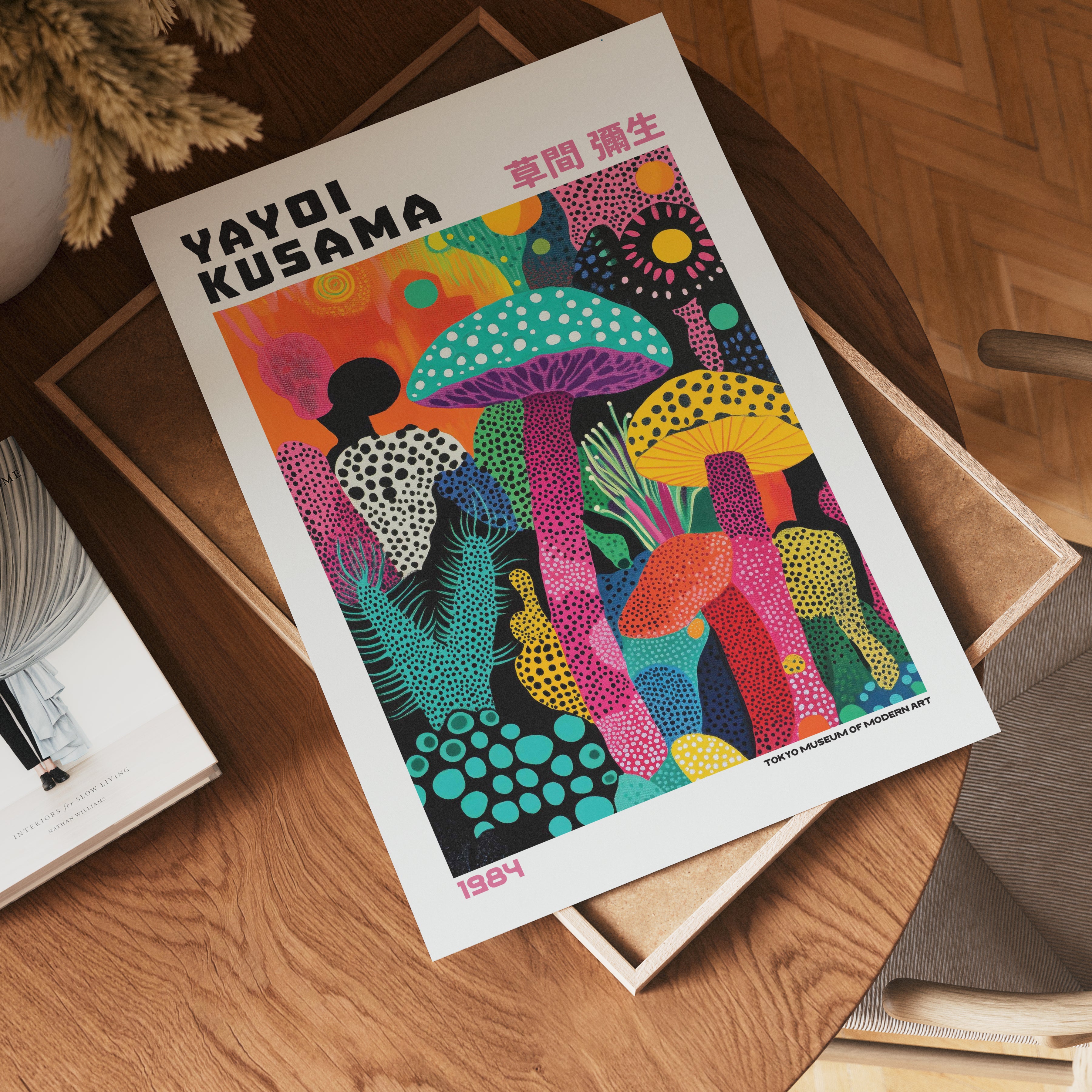 Yayoi Kusama Mushroom Garden Poster – poster väggdekoration