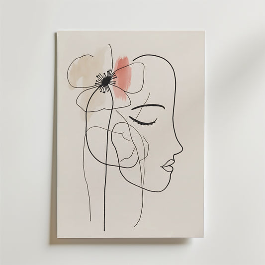 Floral Line Art Woman Poster
