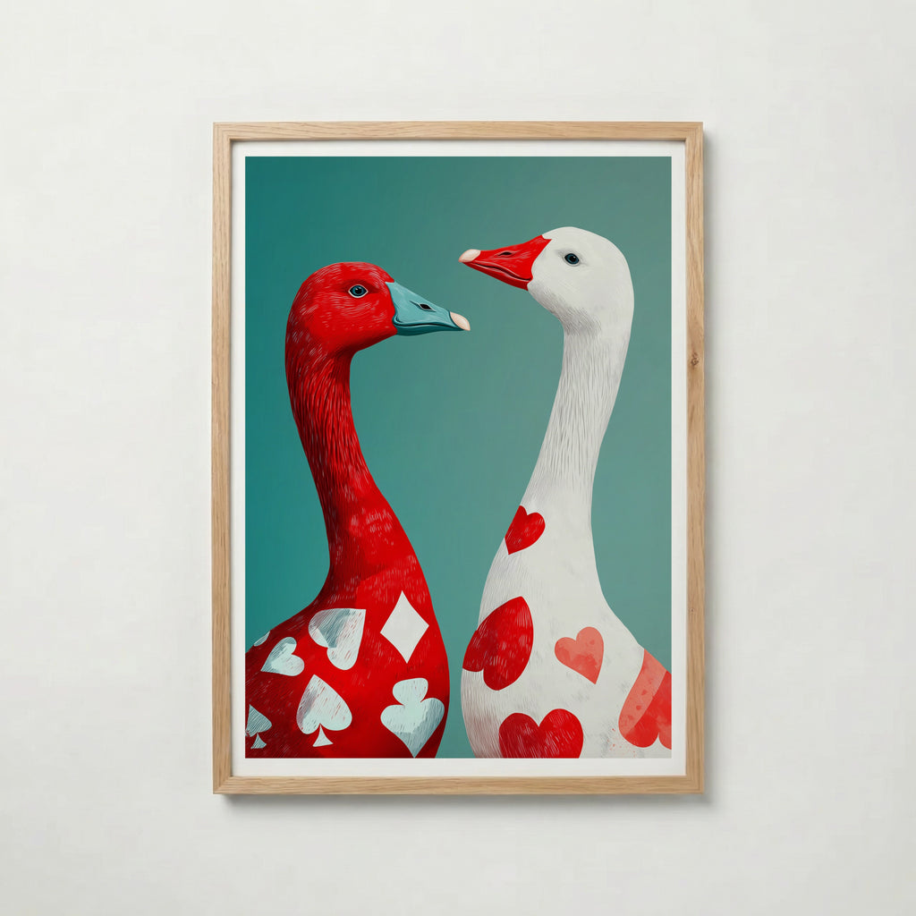 Heart & Spade Geese Poster poster – väggdekoration för hemmet – köp hos Bozetto